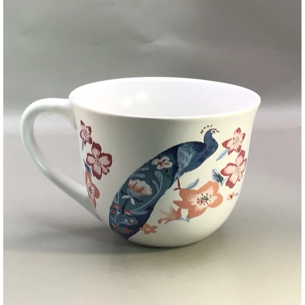 Target Opalhouse Peacock Coffee Tea Cup Mug Textured With Gold Leaf